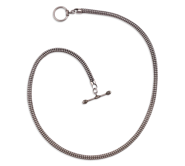 sterling silver 18 3/4" ball tube chain toggle clasp necklace