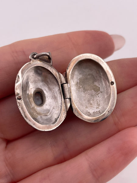 sterling silver marcasite faceted topaz locket pendant