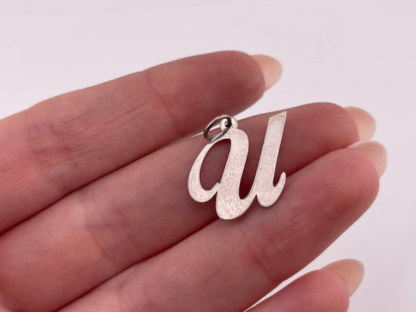 sterling silver 'U' initial letter pendant