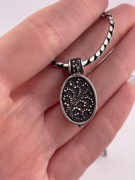 sterling silver 17" compartment pendant snake chain necklace