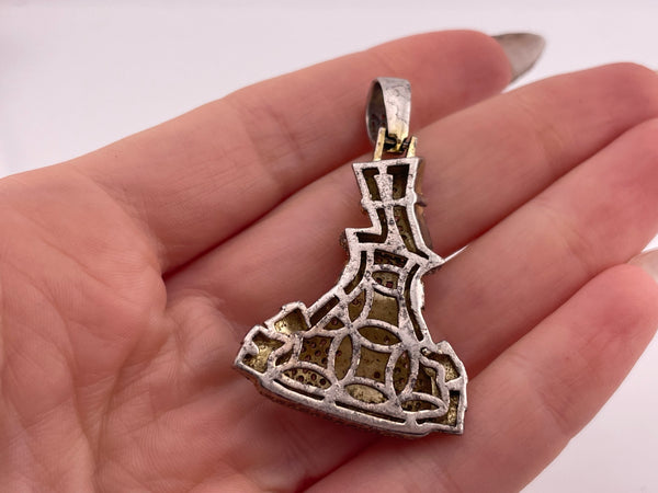 sterling silver gold wash rhinestone money bag pendant ***AS IS***