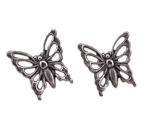 sterling silver butterfly screw-back earrings