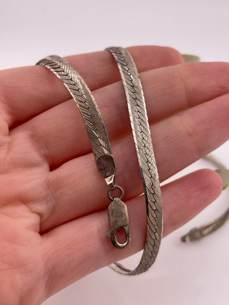 sterling silver 18" 5.3mm reversible herringbone flat chain necklace