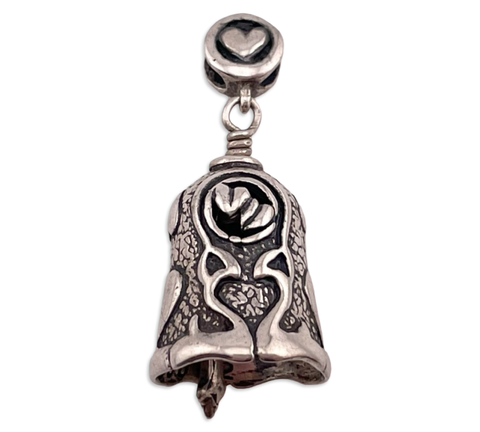 sterling silver heart bell pendant
