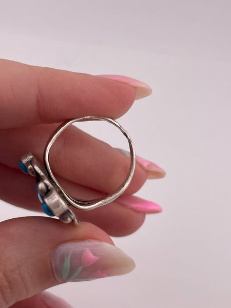 size 8.75 sterling silver synthetic turquoise ring ***AS IS***