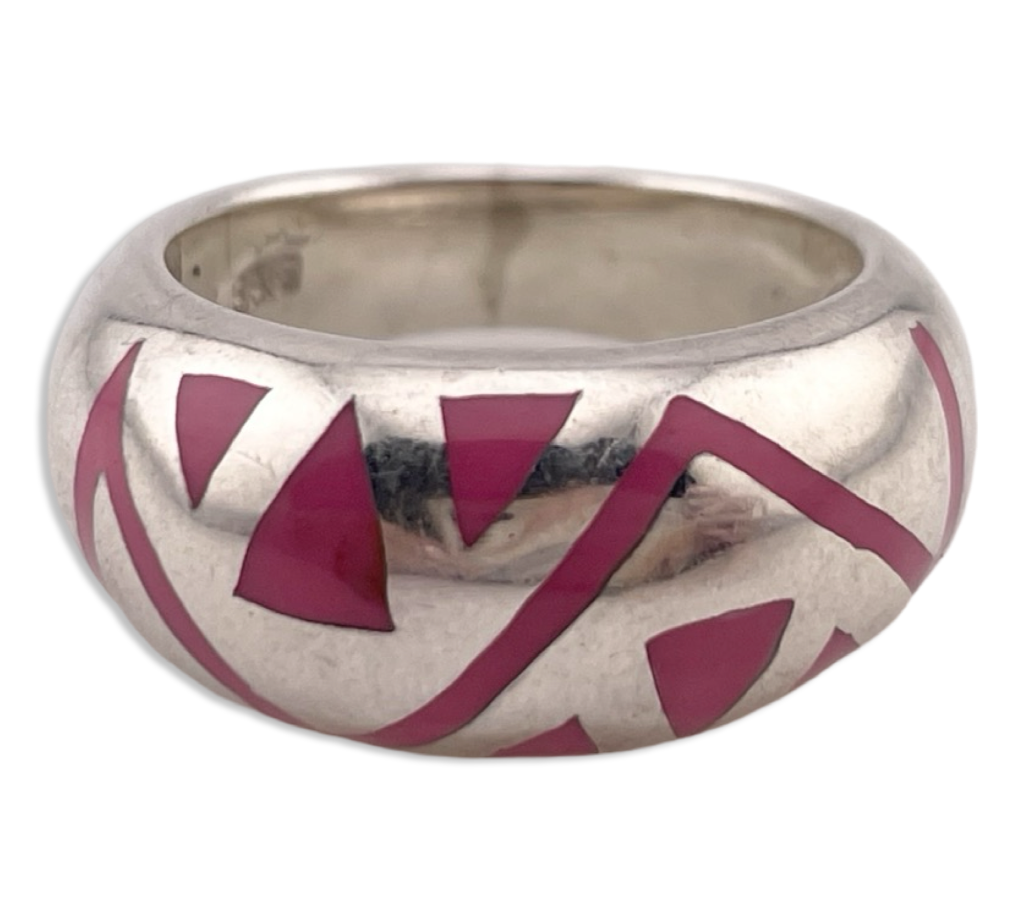 size 6.75 sterling silver pink coloring zig zag triangle ring