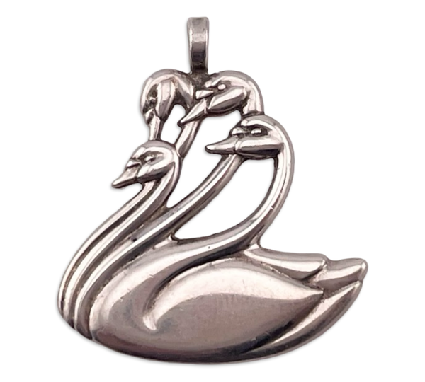 sterling silver swans pendant