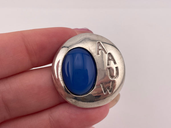 sterling silver AAUW American Association of University Women chalcedony pendant / brooch