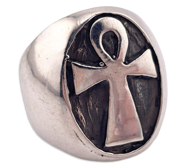 size 9.75 sterling silver stoneless ankh ring
