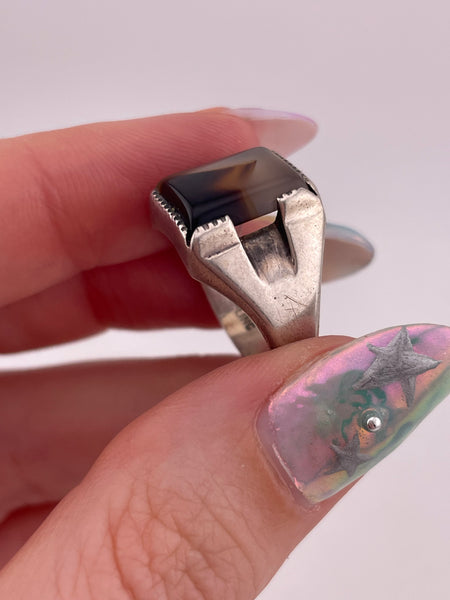 RESERVED PRIVATE LISTING -- sterling silver agate ring A39