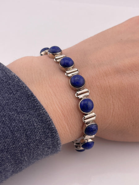 sterling silver 6 5/8" - 8" lapis link bracelet