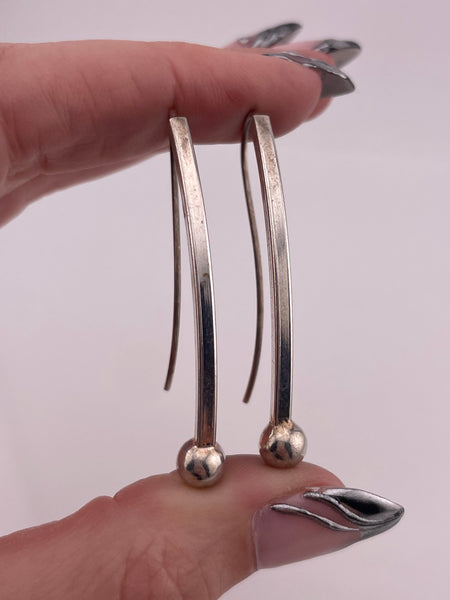 sterling silver stoneless ball hook threader dangle earrings