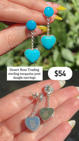 RESERVED PRIVATE LISTING -- sterling silver turquoise heart earrings B7