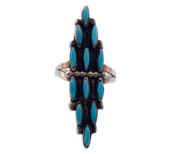 size 5.75 sterling silver turquoise needlepoint ring