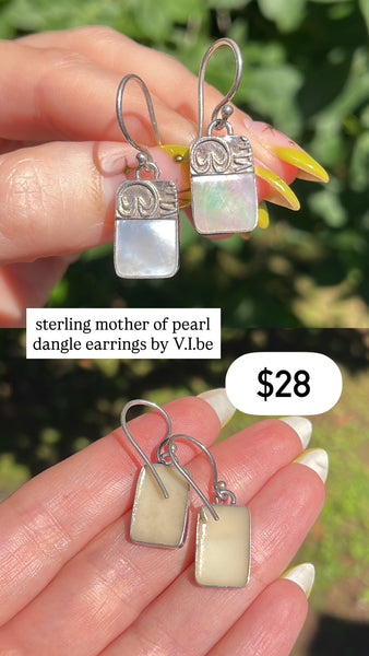 RESERVED PRIVATE LISTING -- sterling silver mother of pearl dangle earrings B6