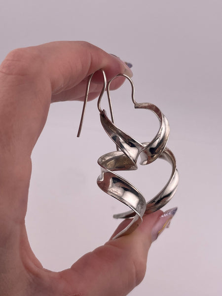 sterling silver 2-1/2" spiral hook earrings