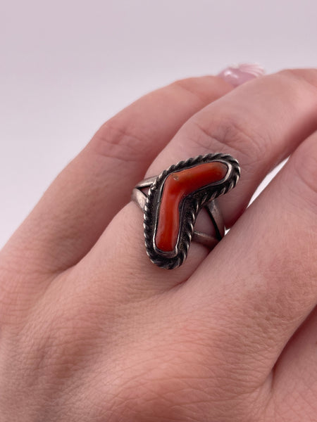 size 6.25 sterling silver coral ring