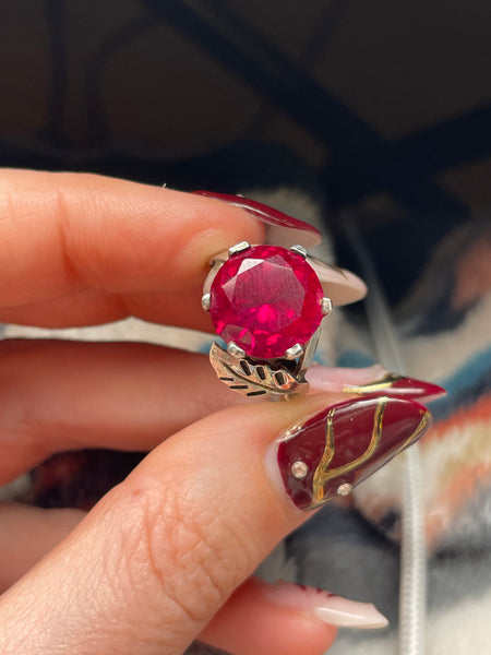 size 6.25 sterling silver faceted lab sapphire ring