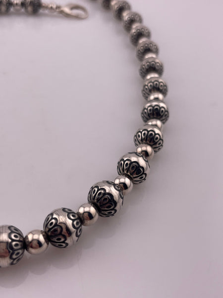 sterling silver Carolyn Pollack stamped bead stoneless pearl necklace