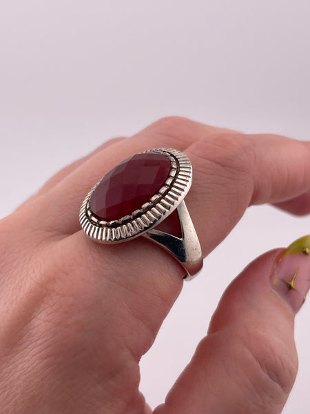 size 10 sterling silver faceted carnelian ring