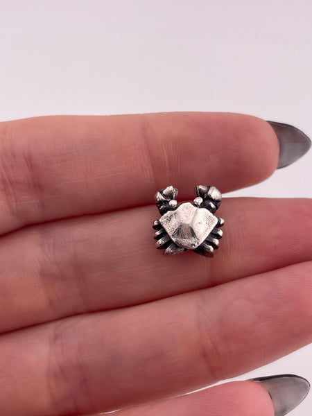 sterling silver crab charm bead pendant