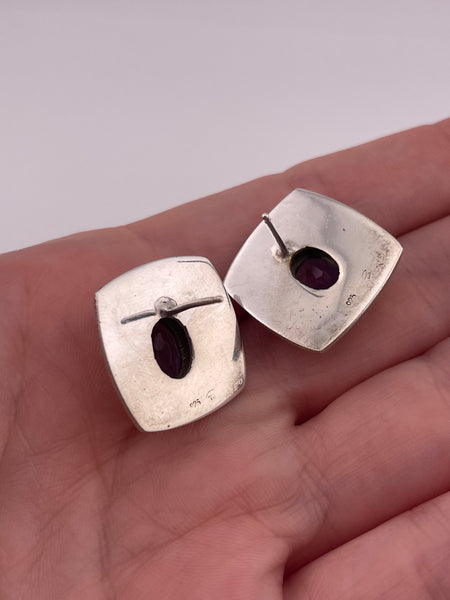 sterling silver faceted amethyst post earrings
