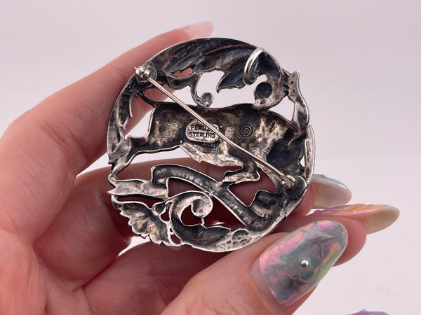 sterling silver Peruzzi Taurus the Bull zodiac pendant  brooch pin