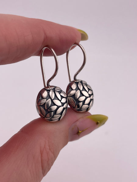 sterling silver Silpada stoneless circle dangle lever-back hook earrings