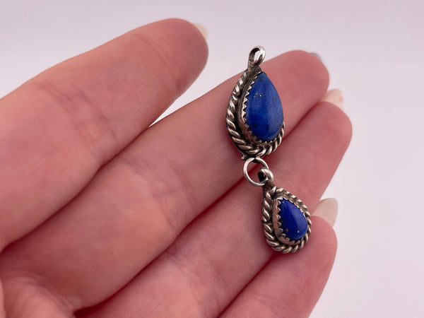 sterling silver lapis dangle pendant