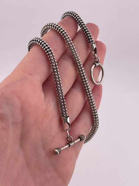 sterling silver 18 3/4" ball tube chain toggle clasp necklace