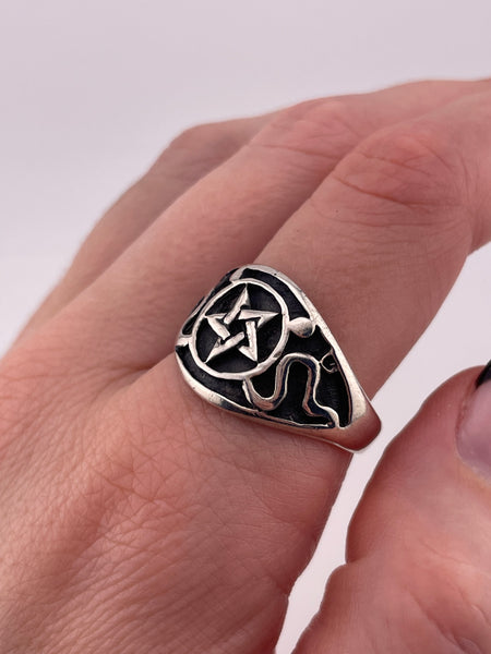 size 11.75 sterling silver pentacle star ring