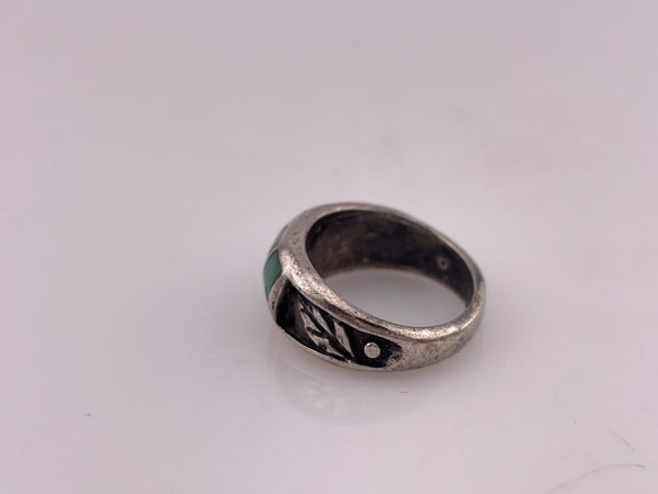 size 4.75 sterling silver mother of pearl turquoise ring