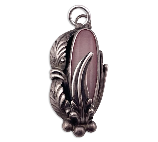 sterling silver E Pino rose quartz pendant