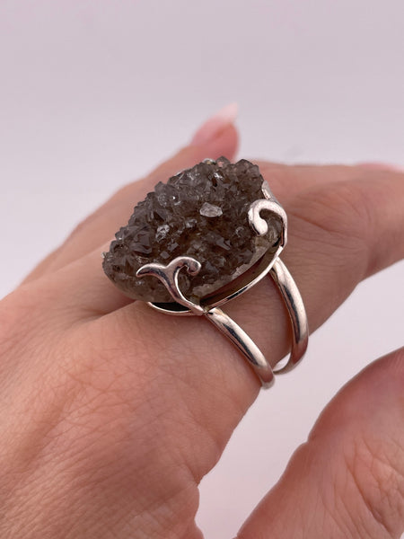 size 9.75 sterling silver druzy ring