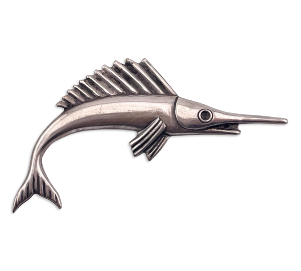sterling silver pressed sailfish brooch pin