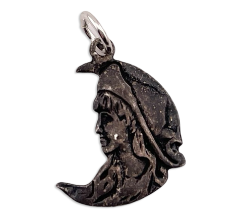 sterling silver woman in the crescent moon pendant