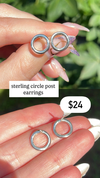 RESERVED PRIVATE LISTING -- sterling silver circle post earrings A20