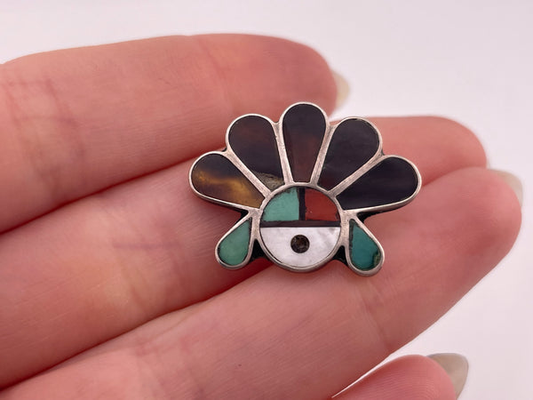 sterling silver multi-stone inlay Zuni pendant ***AS IS***