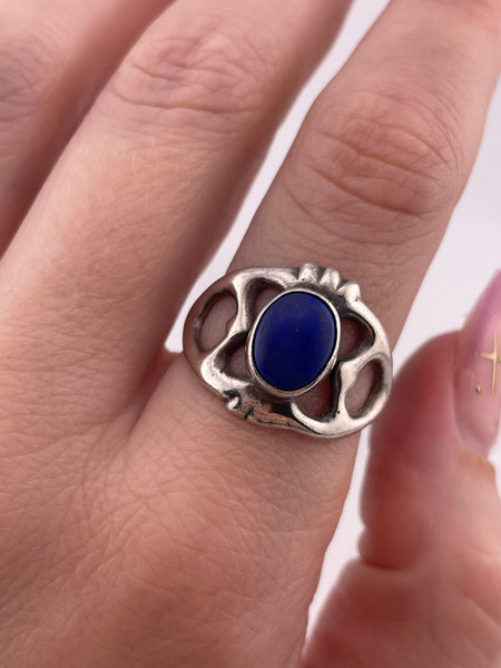 size 8.5 sterling silver sandcast lapis ring