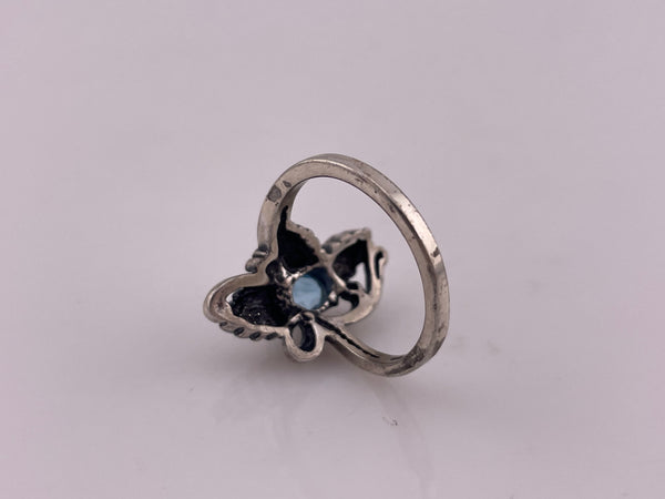 size 6.25 sterling silver faceted topaz leaf ring