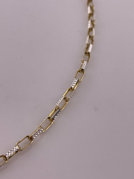 sterling silver 18-1/2" two toned gold wash etched textured paperclip necklace