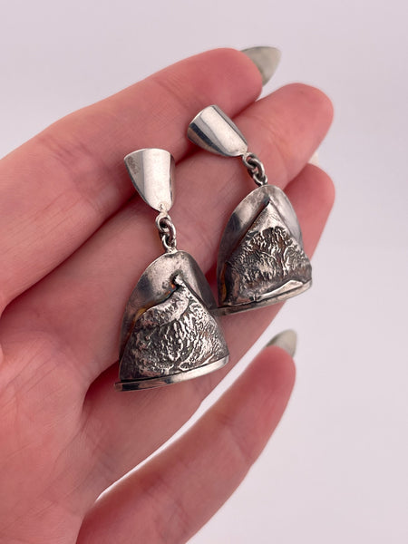 sterling silver artisan mountain post dangle earrings