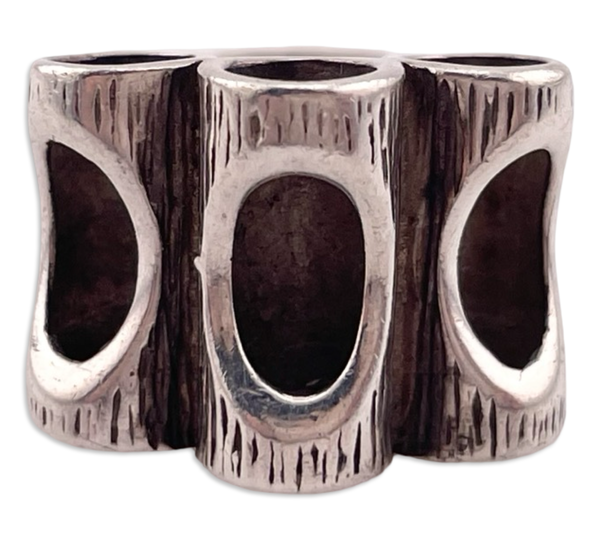 size 7.5 sterling silver abstract artisan stoneless ring