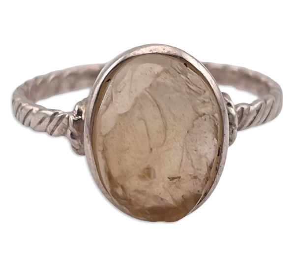 size 13 sterling silver raw citrine design on band ring