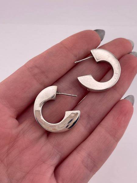 sterling silver 7/8" partial hoop post earrings ***AS IS***