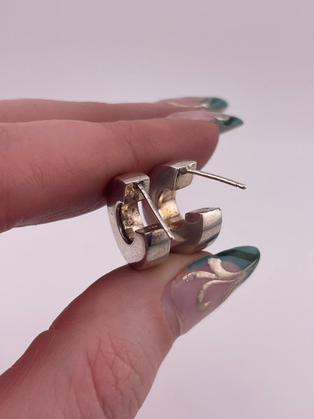 sterling silver chunky 5/8" post hoop earrings