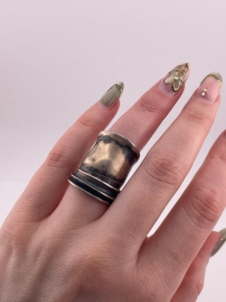 size 5.25 sterling silver chunky stoneless shield ring