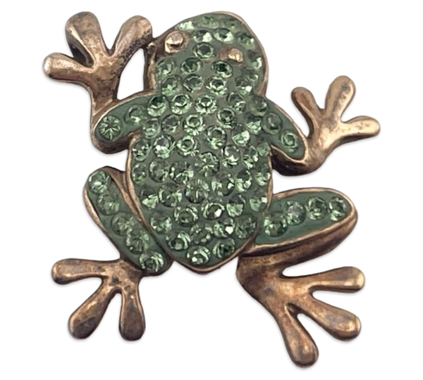 sterling silver gold wash faceted glass frog pendant