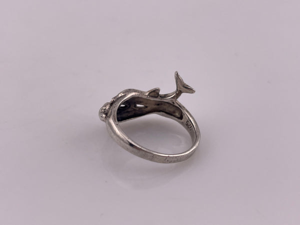 size 7.25 sterling silver rhodium plated dolphin ring