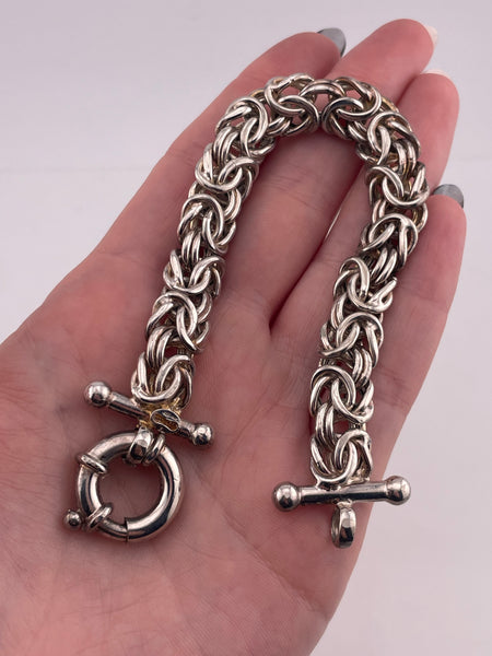 sterling silver 7 5/8" chunky byzantine chain link bracelet
